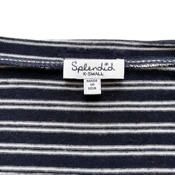 Splendid Navy And White Stripe Scoop Neck Knit Tee Size XS - Picture 4 of 5